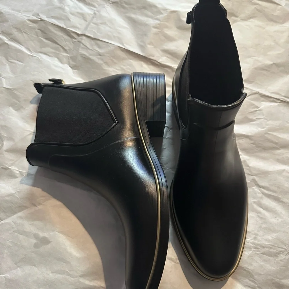 Kate Spade Black Ankle Booties with Gold Trim